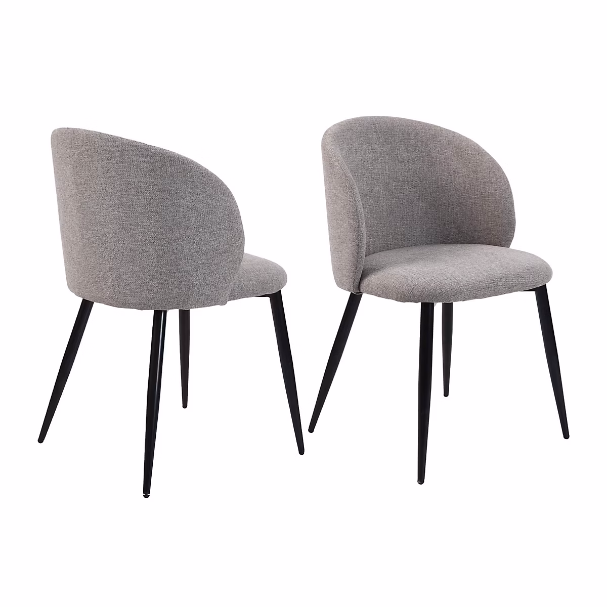 Chaises Mobili Rebecca Cordia 81x54x56 Tissu en Polylin Métal Gris taupe Noir Moderne SET 2 pièces Partiellement Assemblé | Chaise