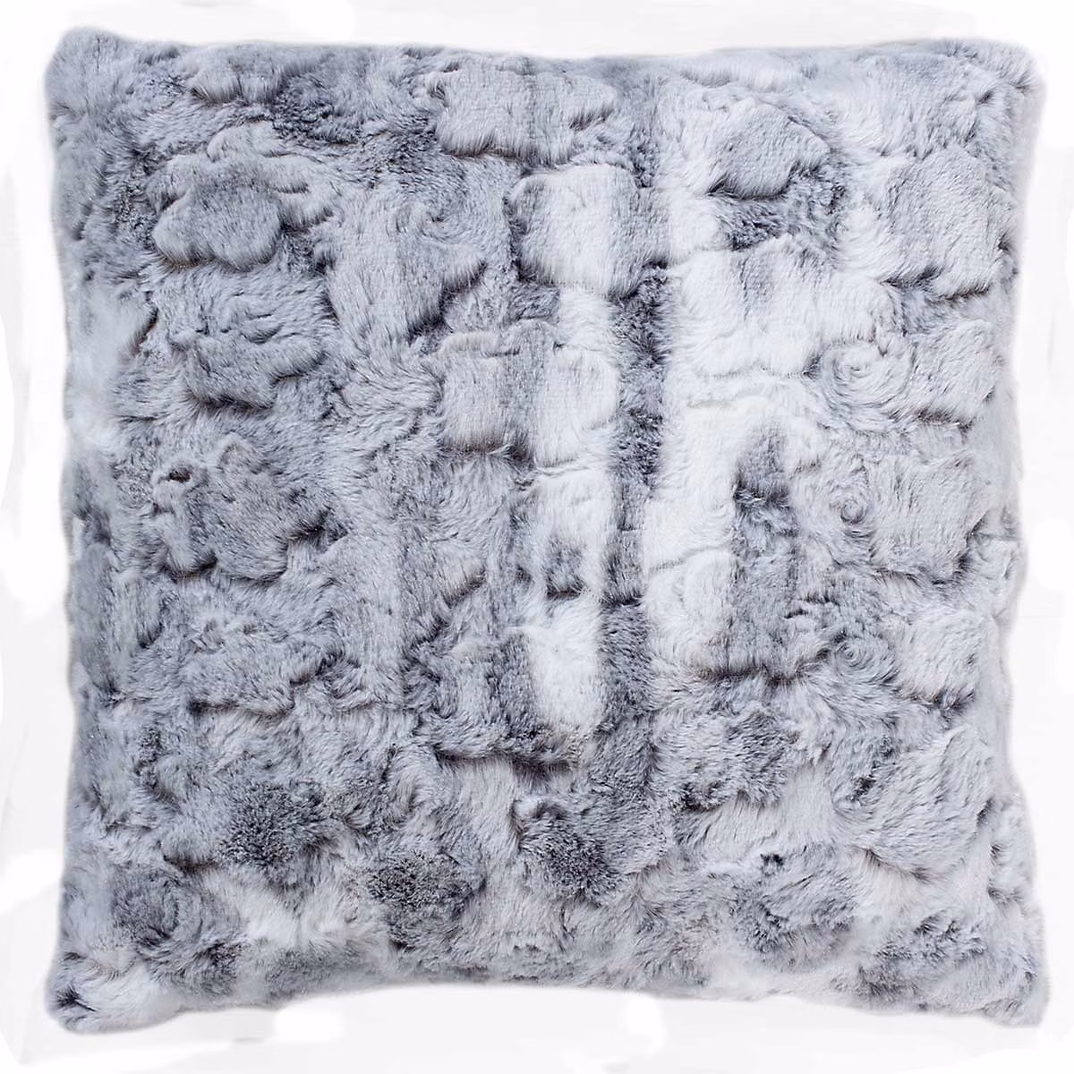 Coussin non déhoussable en imitation fourrure (40 × 40 cm – Gris clair)