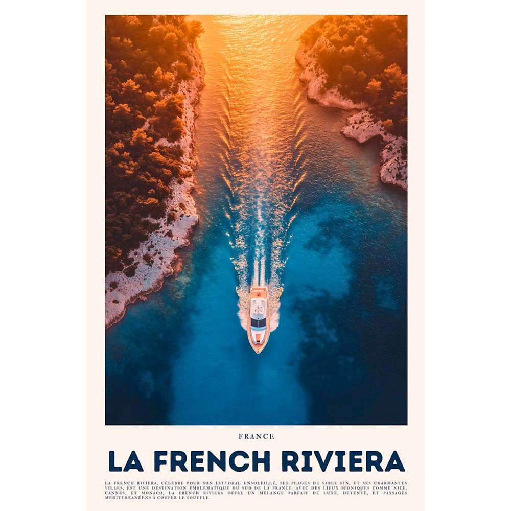 Affiche – French Riviera, Posters de nos Régions, Format A4, Moyen 29, 7cm x 21cm