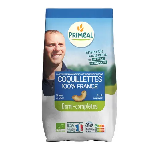 Coquillettes demi-complètes bio 500 g PRIMEAL