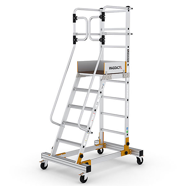 Escabeau roulant 4 marches – Hauteur max. de travail 3.00m, Portillon saloon, RD0012-1