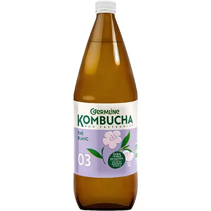 Kombucha non pasteurisé thé blanc en bouteille de verre Germline - 1 litre