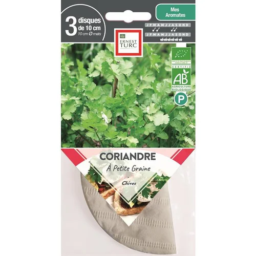 Graines présemées de Coriandre à petite graine bio Ernest Turc - 3 ronds de 10 cm