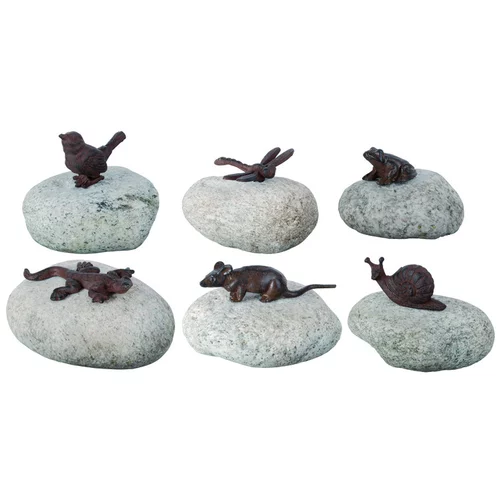 Animal sur galet 6 modèles assortis 12,5x9x8 cm