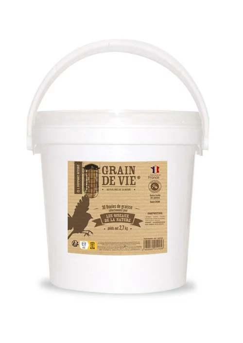 Lot de 30 boules de graisse sans filet avec distributeur Grain de Vie - 2,7 kg