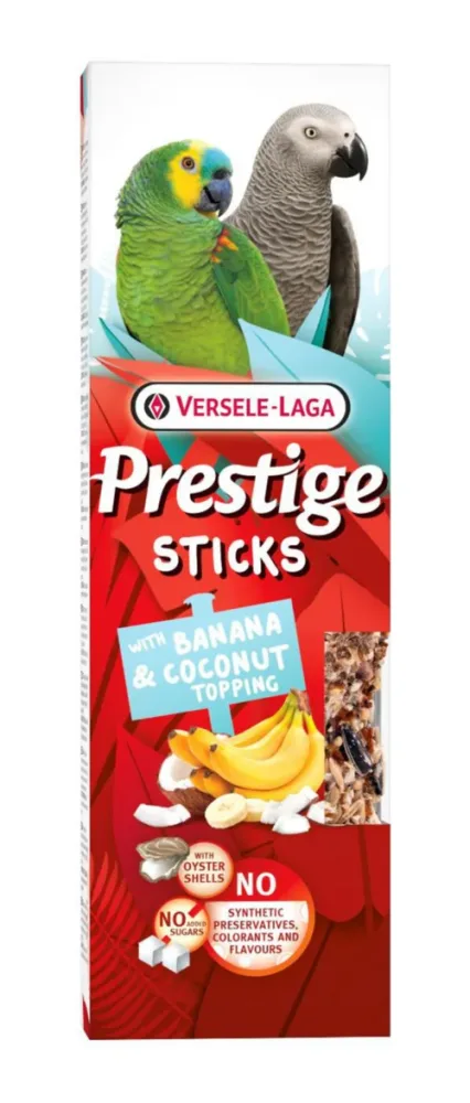 Friandises pour perroquets Versele Laga Prestige Sticks Banane & Garniture de Coco - 2 x 70 g