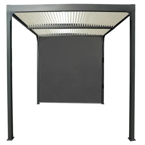 Pergola bioclimatique coloris gris en aluminium - 3,6 x 3 m