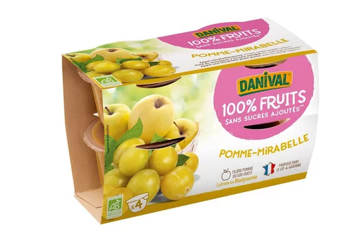 Purée de fruits pomme mirabelle bio - 4 x 100g