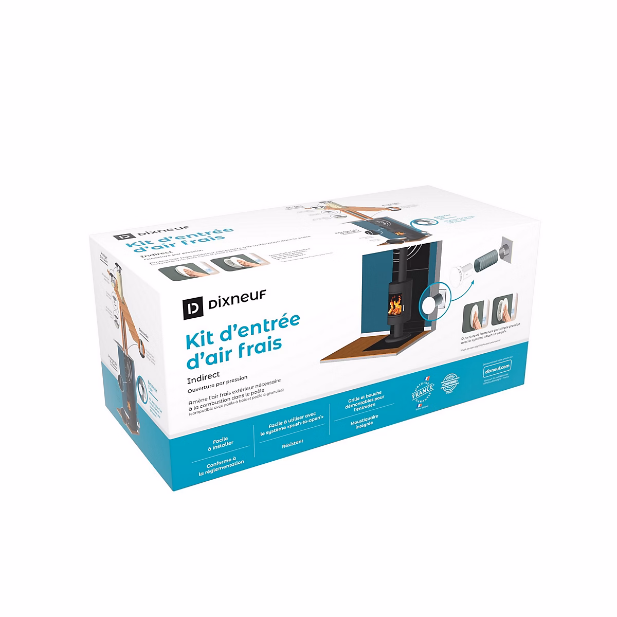 Poêle et cheminée – Kit entrée d'air frais indirect blanc Dixneuf