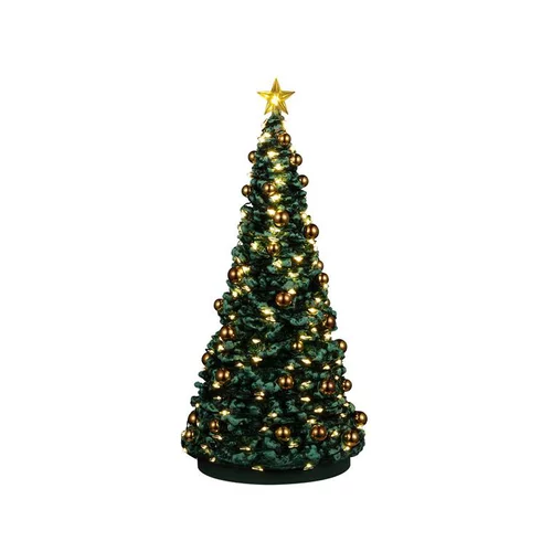 Accessoire lumineux pour village de Noël Lemax Sapin de Noël Joyeux – Ø 11,5 x H 24,5 cm