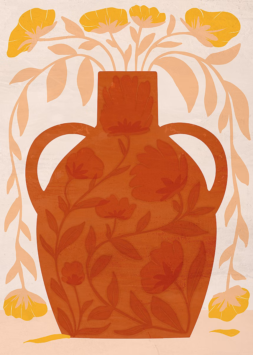 Décoration murale et accessoires déco – Affiche amphore florale terracotta L.50 x H.70cm Dada Art
