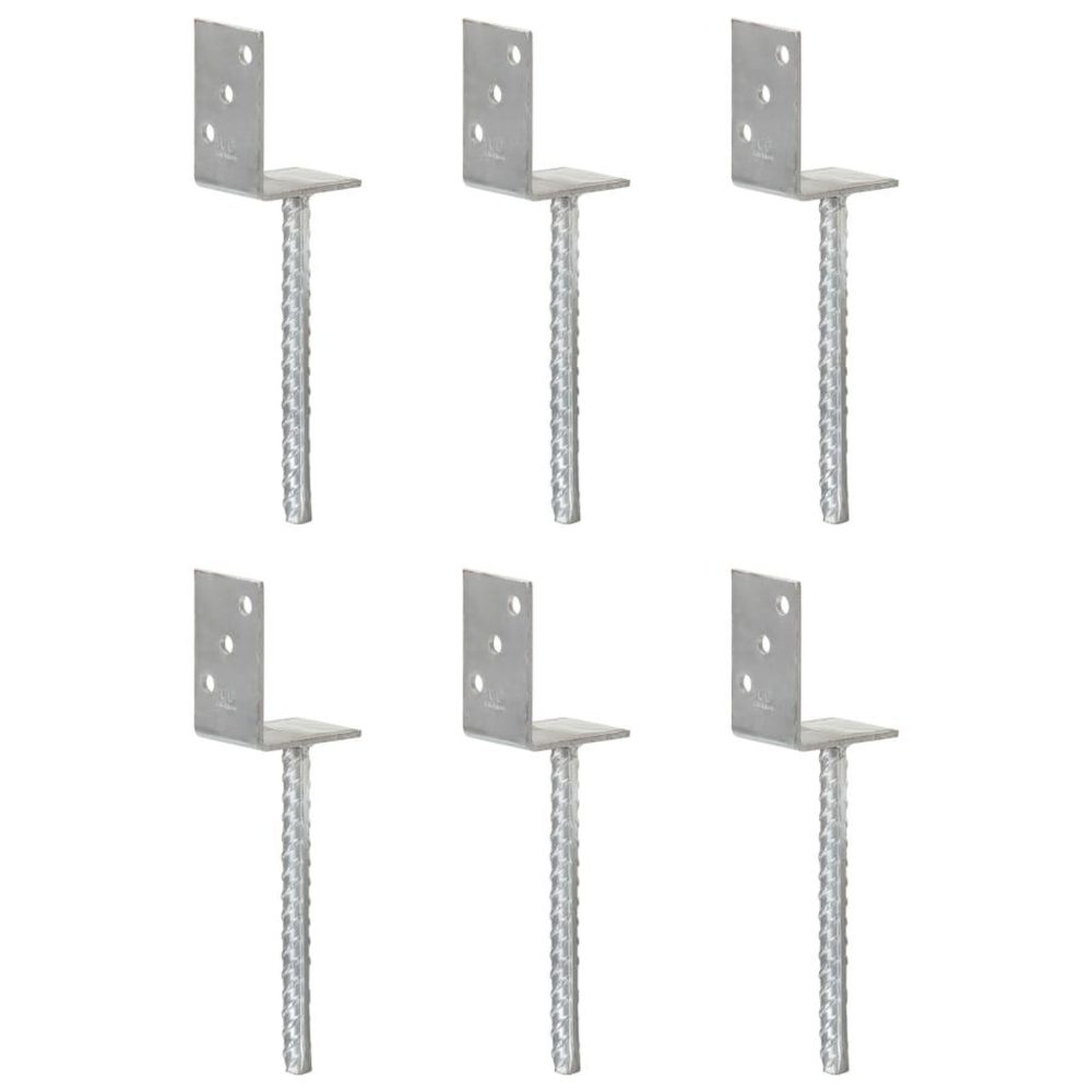 VIDAXL Piquets de cloture 6 pcs Argente 8x6x30 cm Acier galvanise – 6 pcs 30 cm