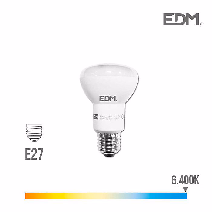 Ampoule LED réflecteur R63 – EDM, 7W 470 Lumens, E27 6400K lumière froide