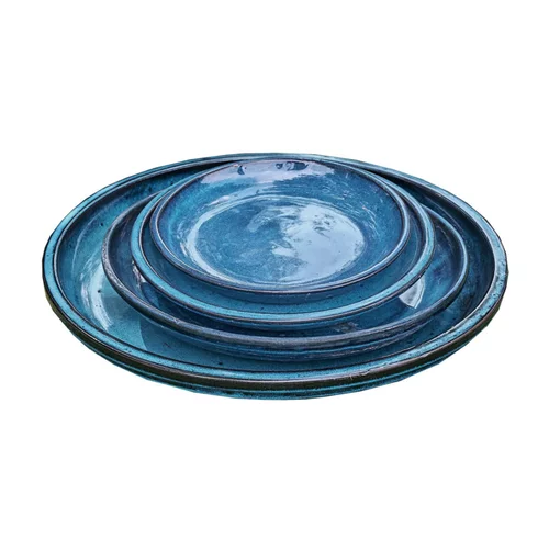 Soucoupe en grès émaillé bleu océan Decolines Littoral - Ø 36 cm