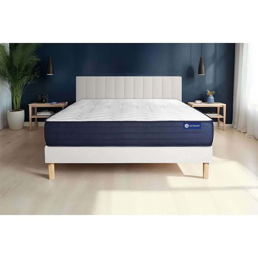 Ensemble – Matelas Mémoire de forme 22cm d'épaisseur, 5 zones de confort, Confort très ferme, Sommier tapissier en kit