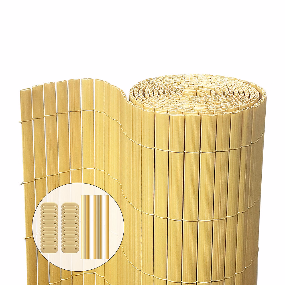 Canisse PVC brise vue ultra renforce avec attaches de fixation 80 × 300cm beige VOUNOT