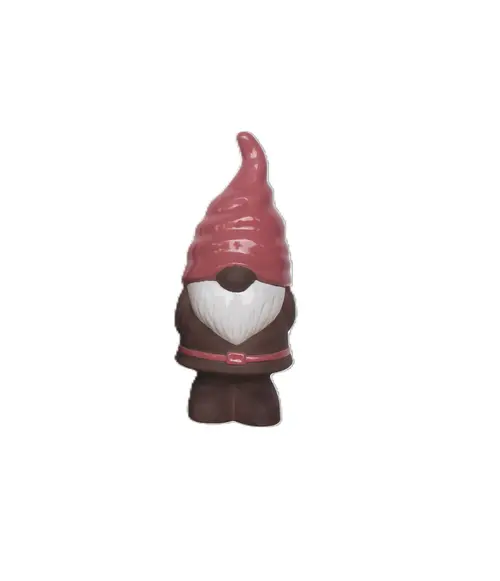 Figurine de gnome en faïence émaillée rose Pot&Déco - 10 x 10 x 21 cm
