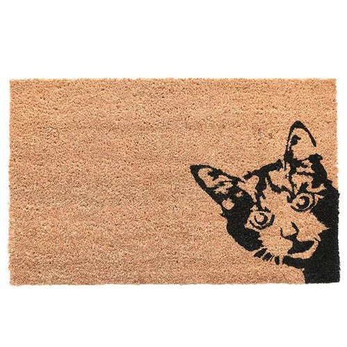 Paillasson coco marron motif chat noir 75x45x1,5 cm