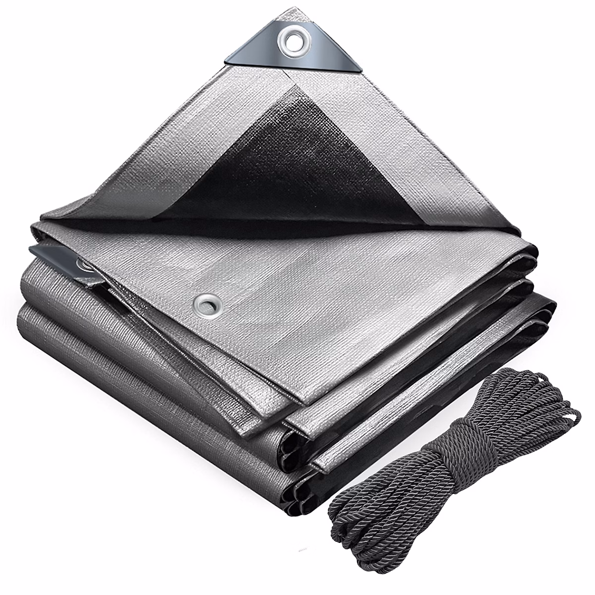 Bâche de Protection en Polyéthylène resistant et impermeable 180g/m² gris et noir 1.5 × 6m VOUNOT