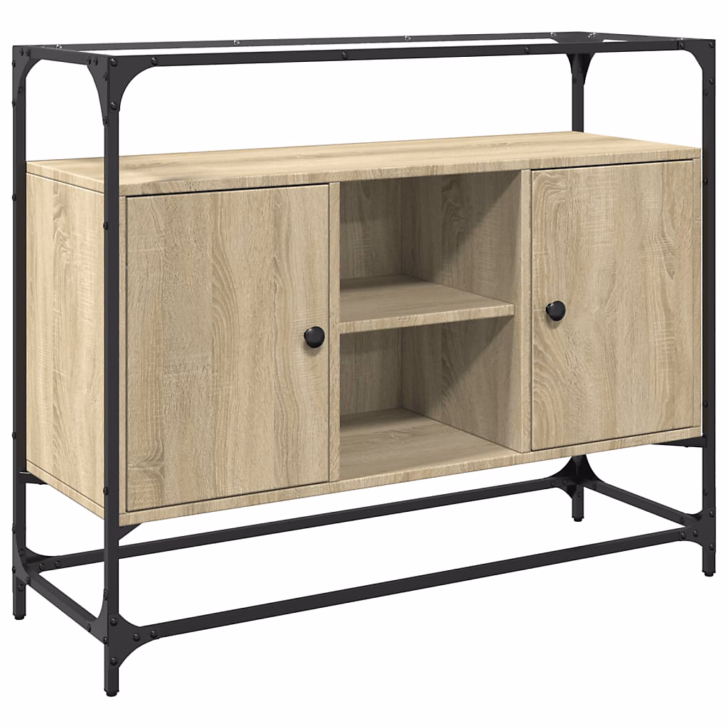 Meuble – Buffet avec dessus en verre chêne sonoma bois d'ingénierie vidaXL