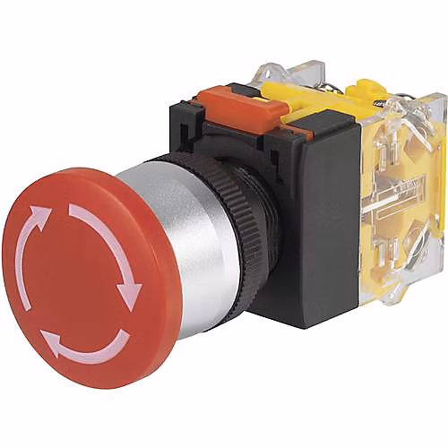 Arrêt d'urgence rotatif 22 mm LAS0 – A3Y | 11TS 250 V/AC 5 A rouge | 1 NF + 1 NO