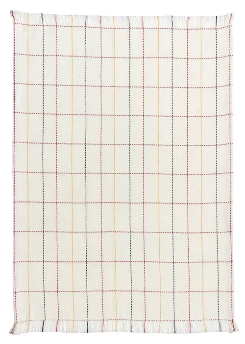 Torchon en coton recyclé blanc à carreaux multicolores Winckler Luan - 50 x 70 cm