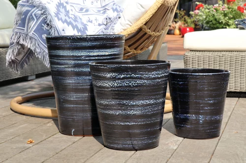 Pot en terre cuite émaillée bleu Nuit étoilée Les Poteries d’Albi Sydney - Ø 37 x H 44 cm