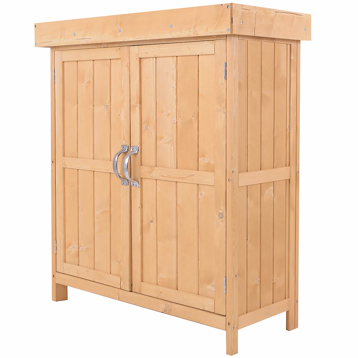 Abri de jardin, garage, carport et rangement extérieur – Armoire de jardin sur pied double porte étagère et toit bitumé relevable dim. 74L x 43l x 88H cm bois sapin