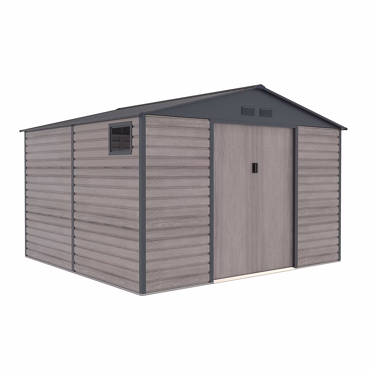 Abri de Jardin en Metal Gardiun Surrey 10 – 85 m2 Exterieur 340 × 319 × 226 cm en Acier avec Fenêtre Laterale et Effect Bois Graine