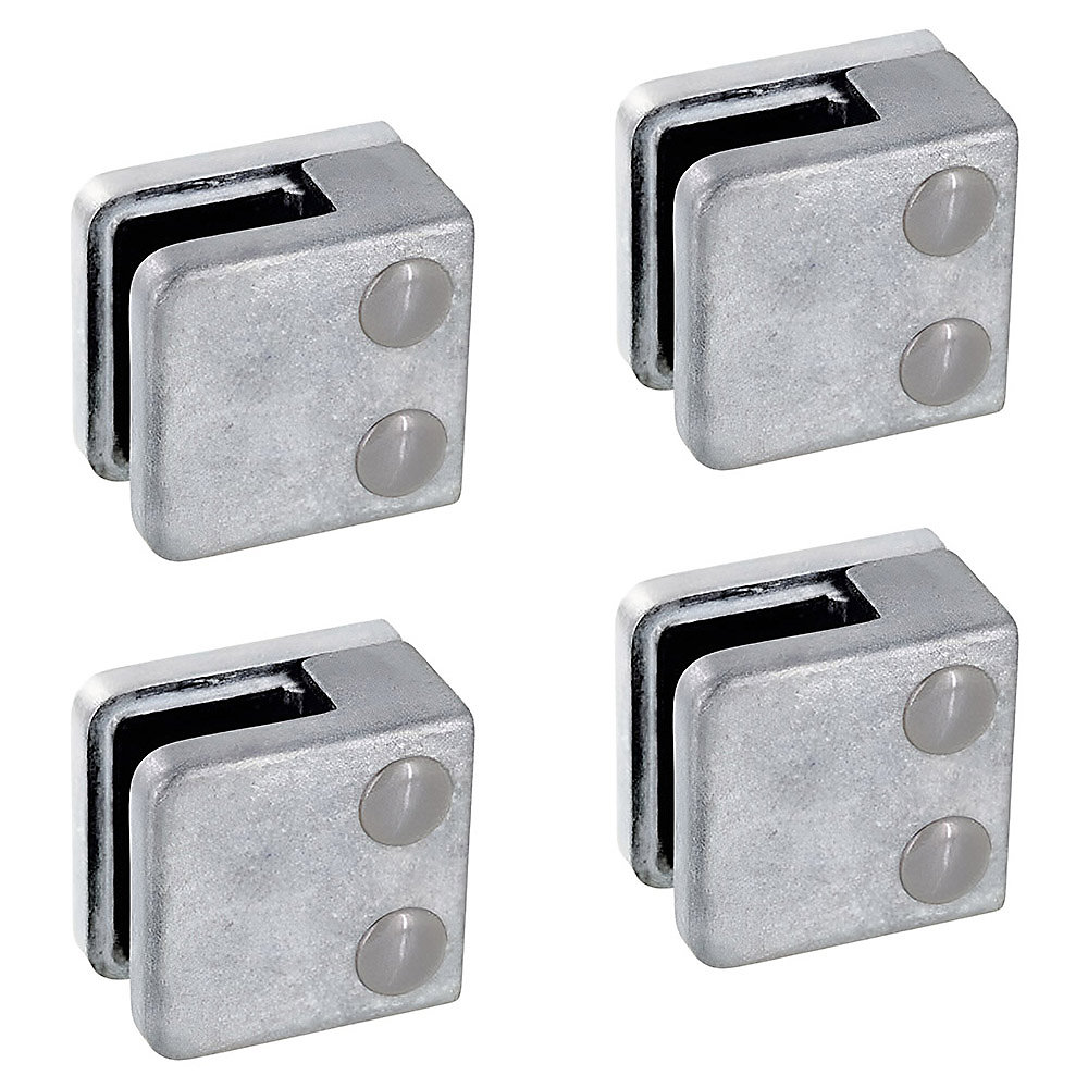 4 x Pince à verre plate modèle 01 | Ep. verre 10 mm – Zamak brut