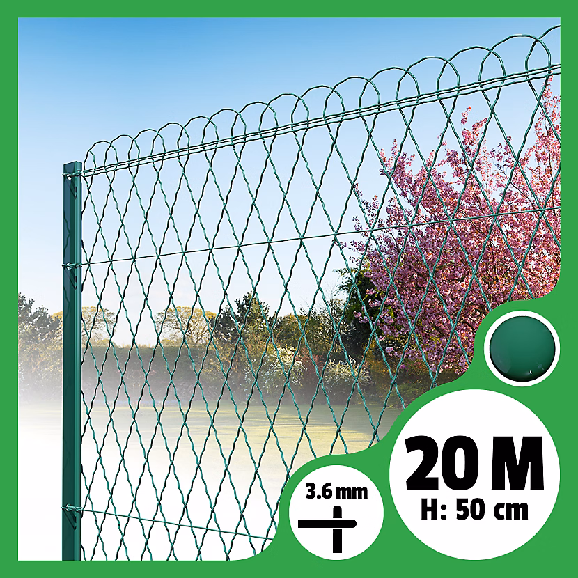 Bordure parisienne ronde longueur 20m – Vert, 50cm, 3.6mm