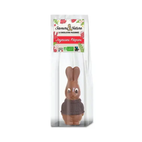 Lapin tricot au chocolat au lait bio Saveurs et Nature - 70 g