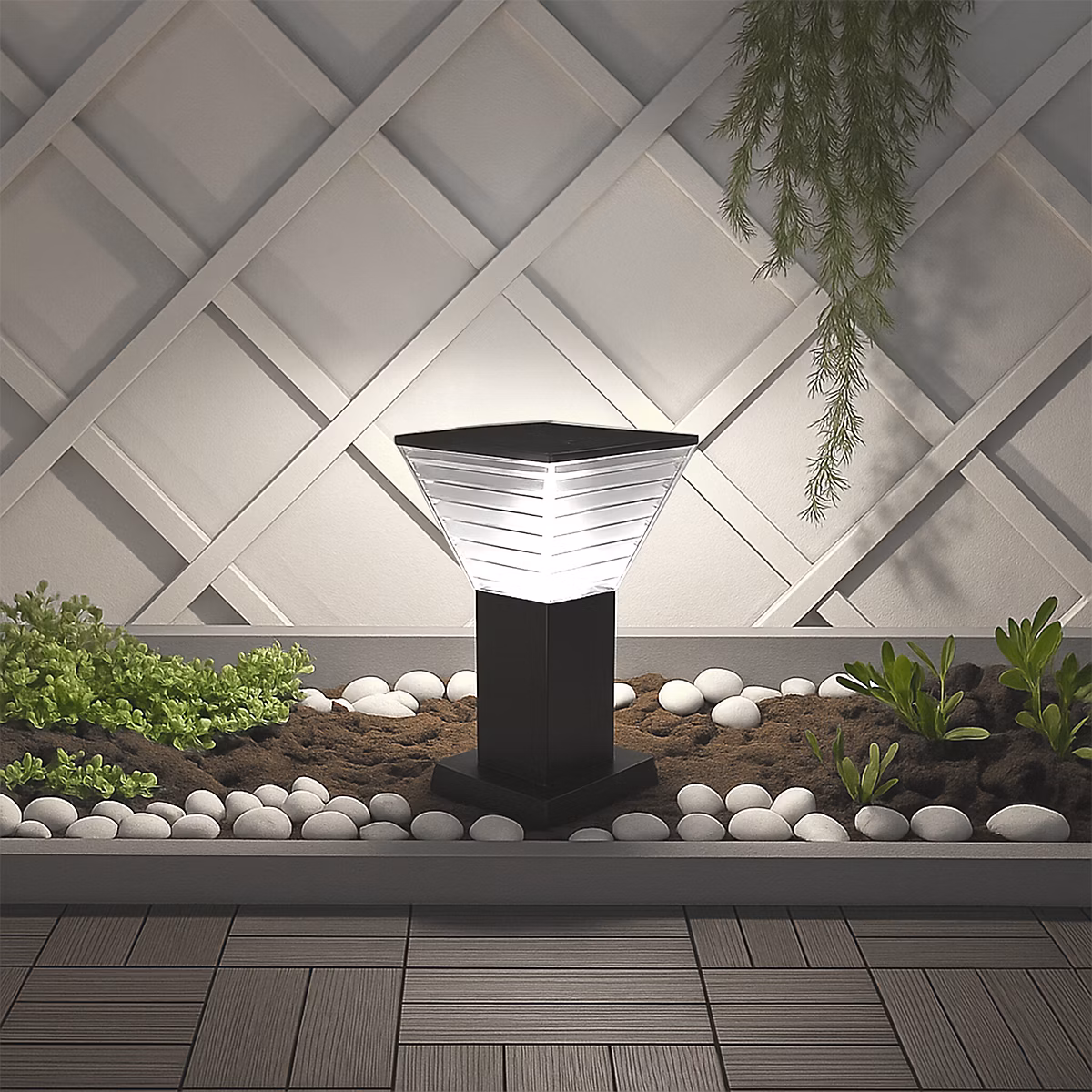Borne Solaire Carrée Noire 40CM – Pour Cour, Terrasse, Allée, Groupe DDC