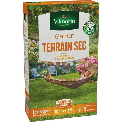 Graines de gazon à semer terrain sec Vilmorin - en étui de 250 g