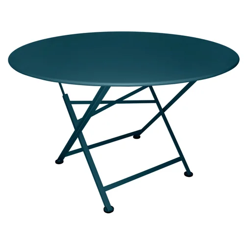 Table pliante Cargo coloris bleu en acier Fermob - Ø 117 cm