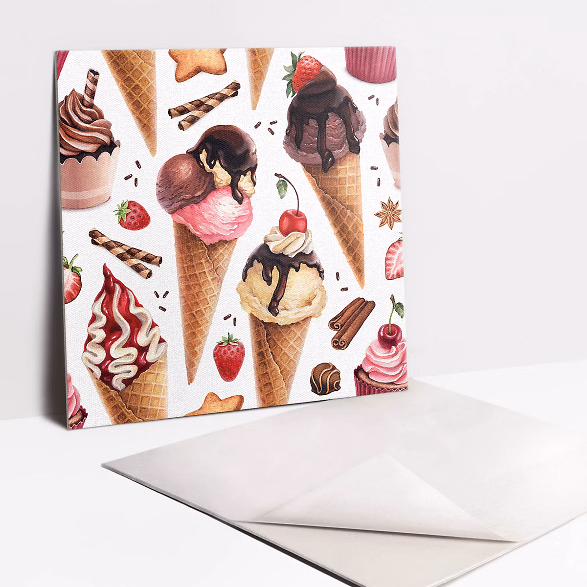Carreaux vinyle Tulup 30 × 30 cm Cupcakes glacés et bonbons 9 pcs