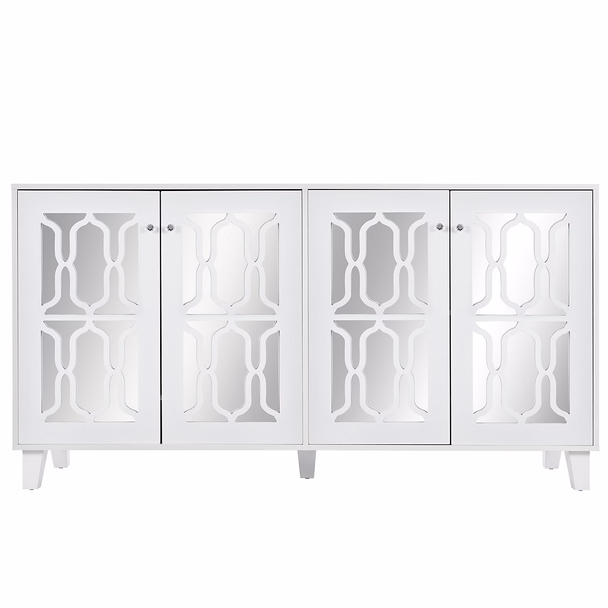 Buffet blanc design 4 portes miroir motif géométrique – Réf. OWAITORDI2590709821
