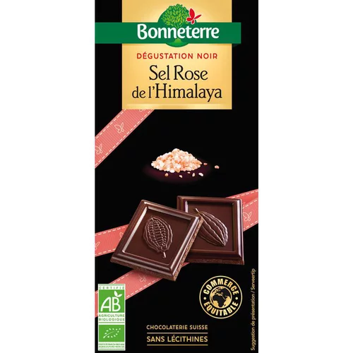 Chocolat Dégustation noir Sel Rose de l’Himalaya en tablette de 80 g
