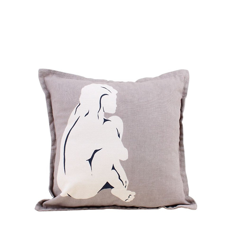 Coussin imprimé femme gris 40 × 40cm