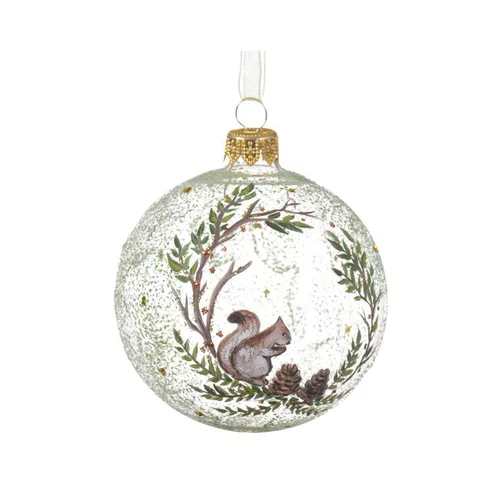 Boule en verre transparent écureuil couronne - Ø 8 cm