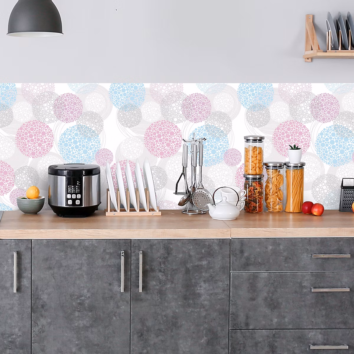 Crédence adhésive déco design ronds 315 – 50 × 400cm