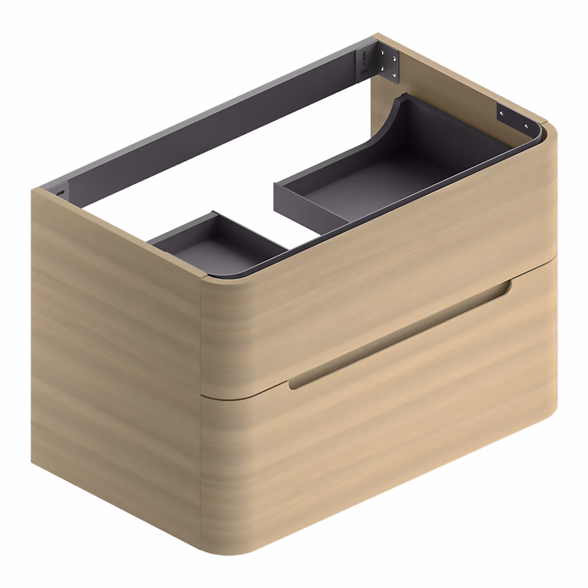Meuble sous vasque suspendu l.84 x H.55 x P.50 – 5 cm, décor bois naturel, Alba