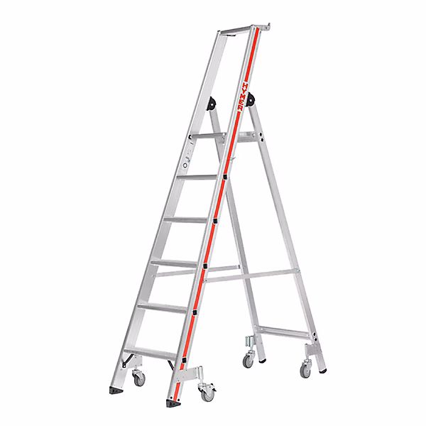 Escabeau simple roulant 4 marches – Hauteur max. de travail 2.93m, 822604