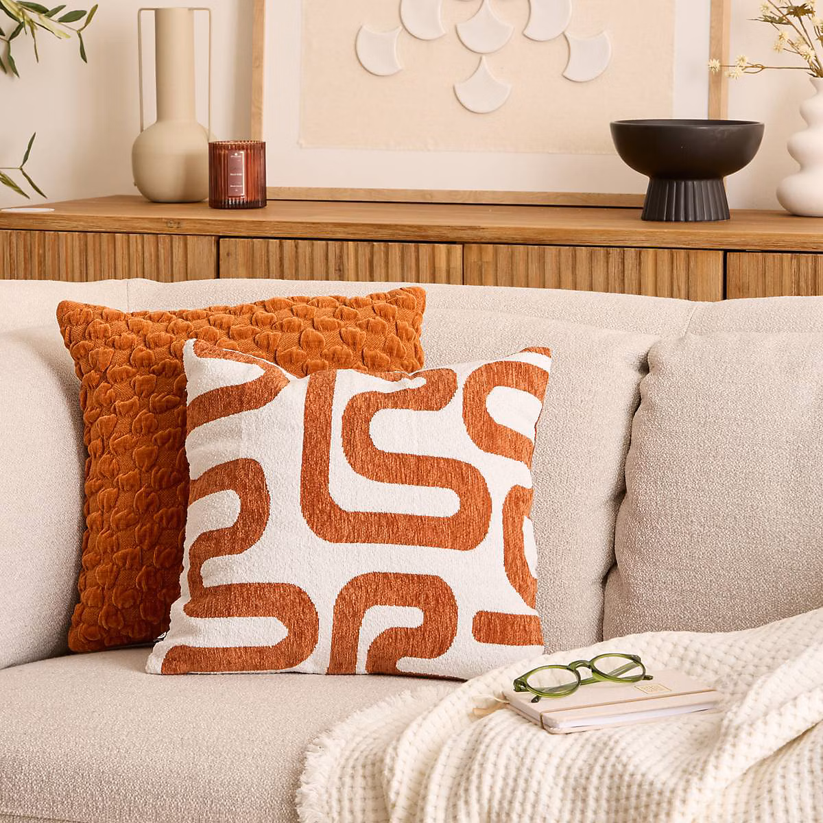 Coussin Safina terracotta 40 × 40cm – Atmosphera Créateur d'intérieur