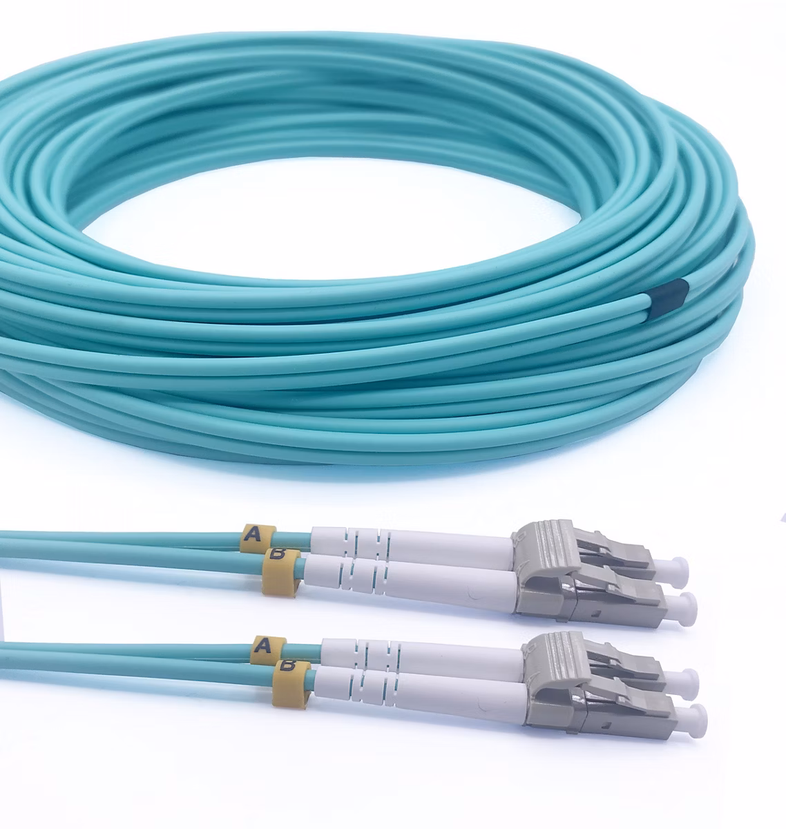 Elfcam | 1m Câble Fibre Optique Duplex LC/UPC à LC/UPC OM3 10Gb – 50/125um – LSZH – Haute Qualité