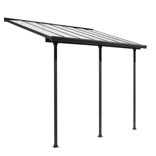 Toit terrasse coloris gris en aluminium - 5,01 x 3,07 m