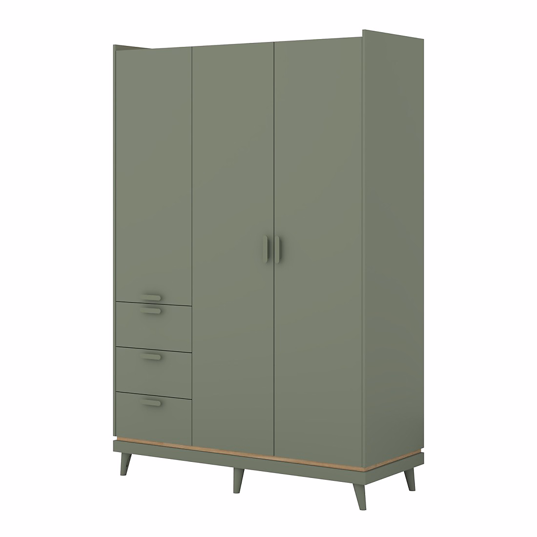 Armoire penderie – Armoire NOKI 3 portes vert et bois Style scandinave