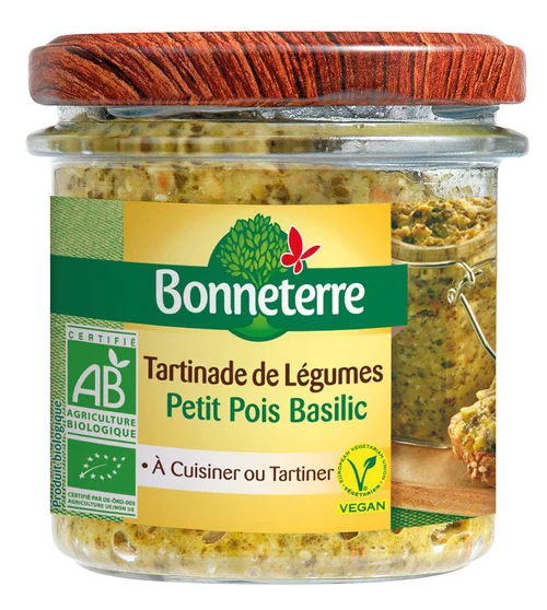 Tartinade aux petits pois et au basilic Bonneterre bio 135 g