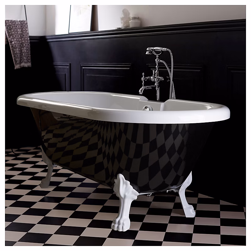 Baignoire ilot Charly ovale noire et blanche avec piétements blanc – Réf. WQPGPISRS0097356372