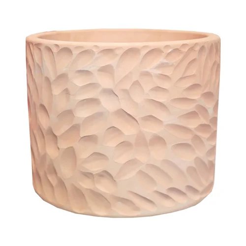 Pot cylindrique en terre cuite coloris beige Poterie du Bousquet Artisan - Ø 42 x H 37 cm